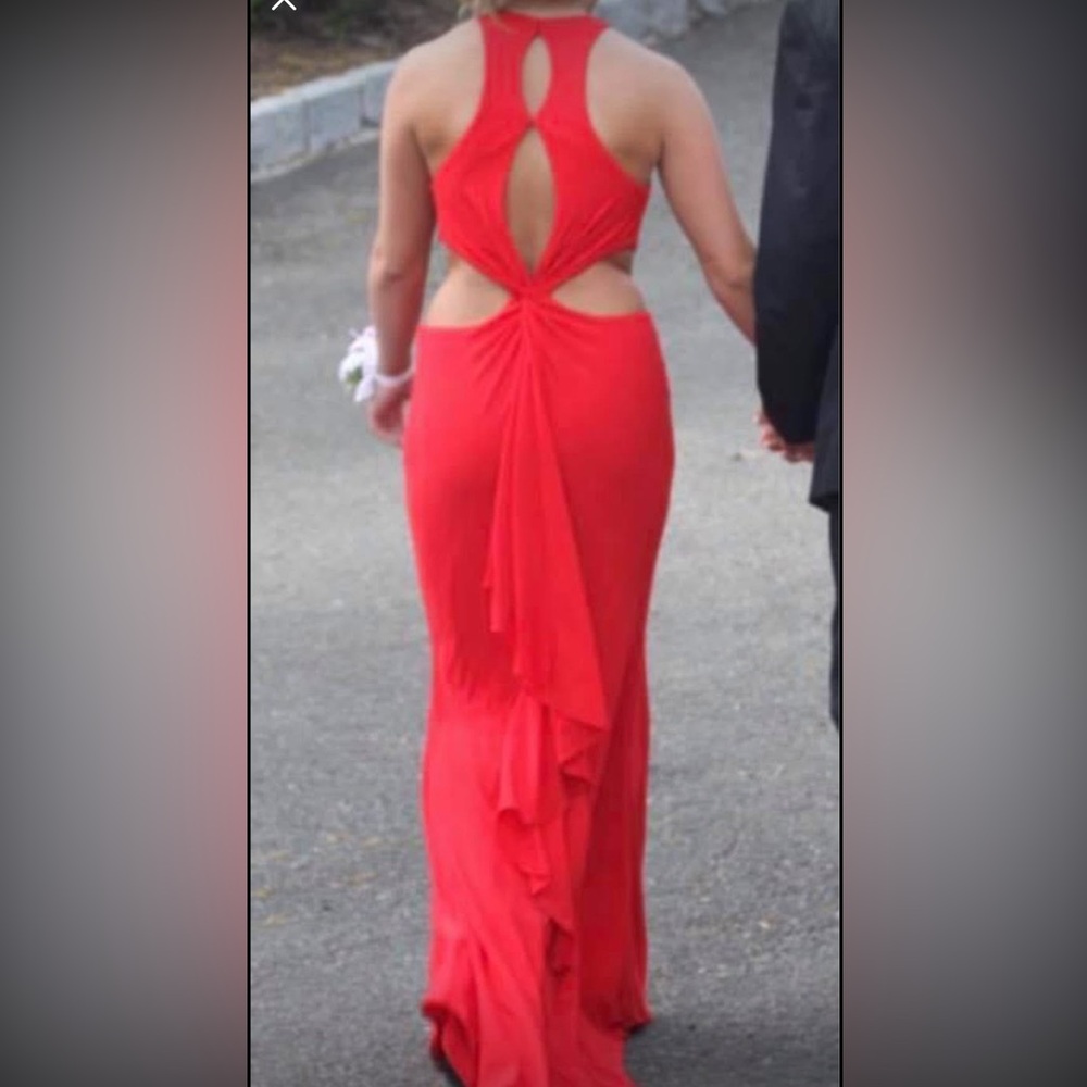 Faviana Striking Red Backless Dress